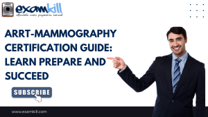 Technologist performing mammogram for ARRT-Mammography training.